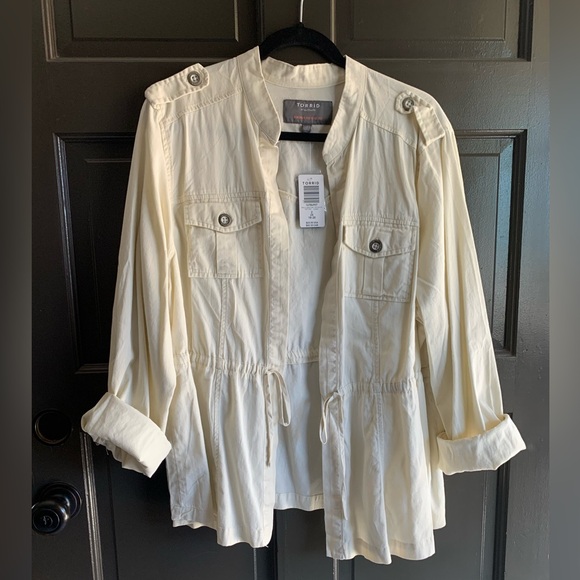 Torrid Jacket size  2 - Tie Waist  Long Sleeve -Cream - New With Tags - Picture 6 of 7